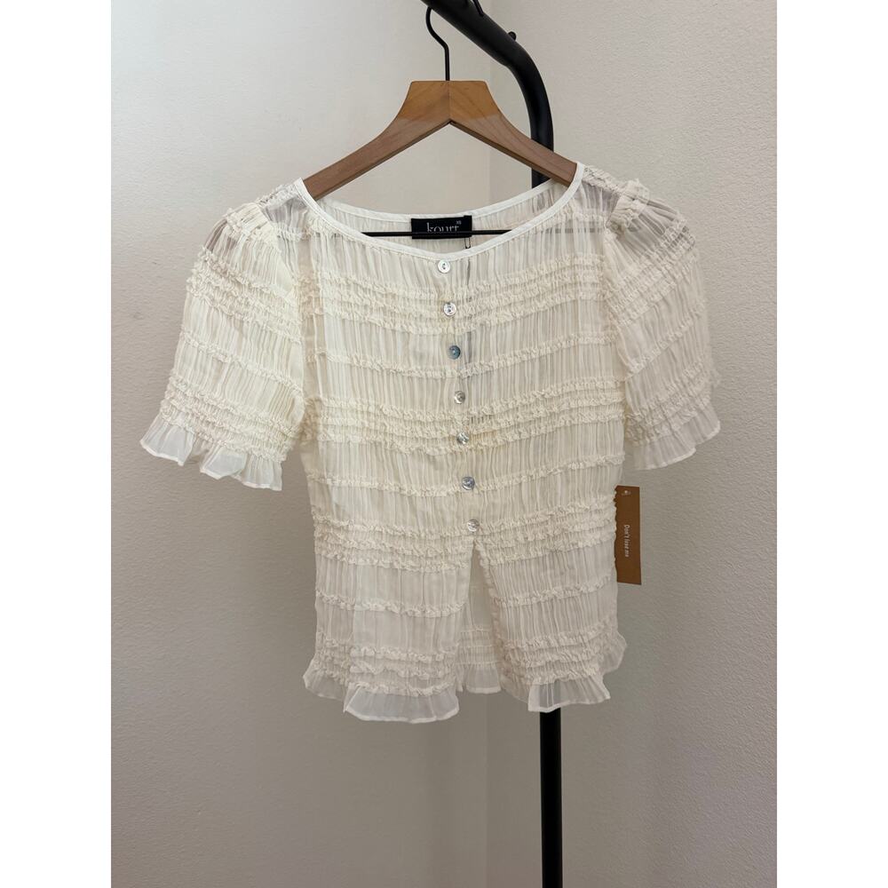 New Kourt Nyssa cream blouse size XS $122 - Picture 5 of 7